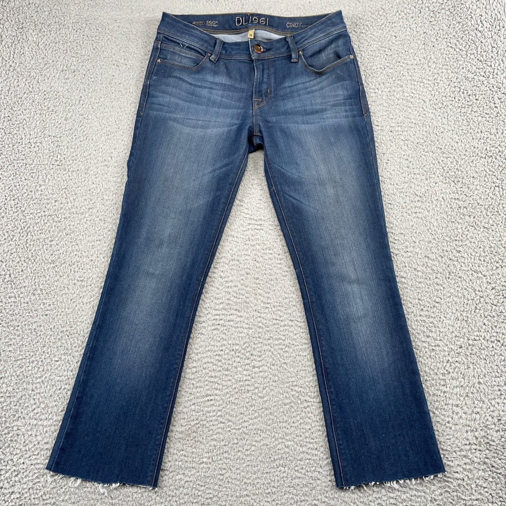 DL1961 Jeans Womens 28 Blue Cindy Slim Boot Raw Hem 4-Way Stretch Denim